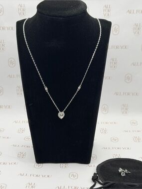 925 Sterling Silver Heart Jewelry Set | 18" CZ Necklace & 3mm Studs